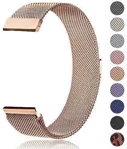AK Bracelets de Montres 20mm 22mm Métal Montre Femme Homme Fixation Rapide, Axus Series Watch Bracelet de Remplacement 20mm 22mm (20mm, Or Rose)