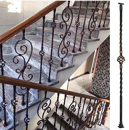 AviiSo Ferro Ringhiera Ferro battuto Scale Spindles Banister, 1/4/5/8/10/15/20/25/30 Confezione Balustre per ringhiere Fai da Te per Ponte, Portico Anteriore, Scale, Altezza 95cm (Color : B, Size :