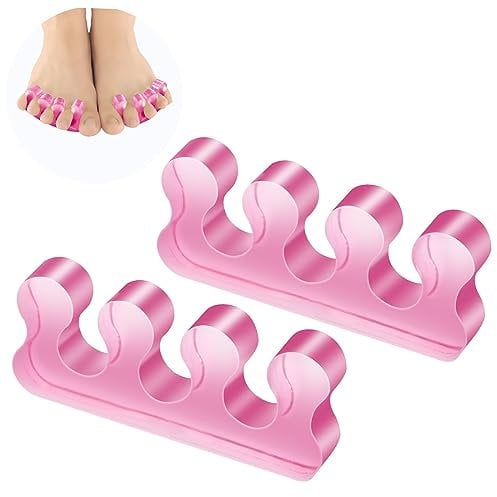 Séparateurs d'orteils en silicone pour pédicure - Séparateurs d'orteils réutilisables et lavables - Pour vernis à ongles - Correcteurs d'orteils qui se chevauchent - Rose