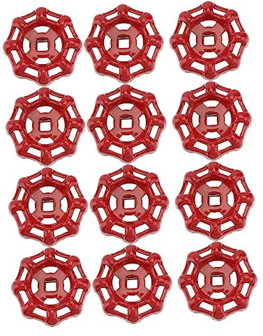 DOITOOL Handhaben Metallgriff 12 Stück Torventilgriff Rotes Zubehör Messinghahn Messingbeschläge Messingventilgriff Absperrventil Handrad Metall Gusseisenkugel Handrad Absperrhandrad