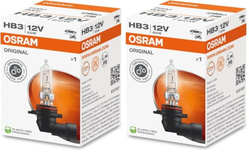 OSRAM Original 12V HB3 halogen headlamp bulb 9005 1 piece in folding box (Pack of 2)