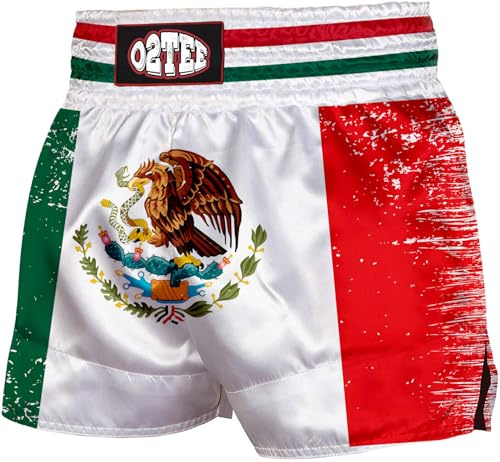 O2TEE Mexican Flag Muay Thai Shorts MMA Gym Boxing Fighting Martial Arts Gear for Girls,XS
