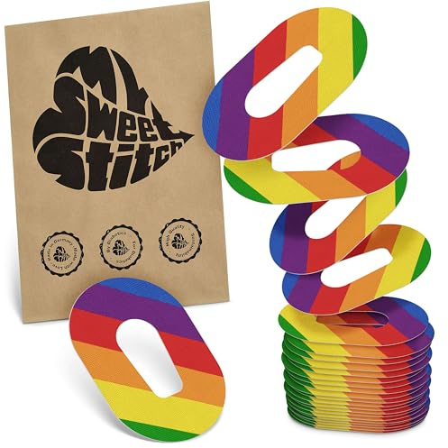 MySweetStitch 25 Ringpatches für Dexcom G6/ONE oval Pride | Stabilisiert ablösende Ränder, Mitte bleibt frei, wasserfest und flexibel, bis zu 15 Tage Halt