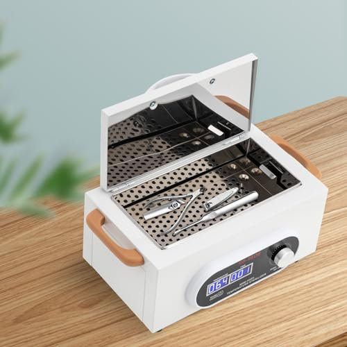 Weiß 300W Hochtemperatur-Sterilisator, Hochtemperatur-Sterilisator mit Zeit- und Temperaturanzeige und Timer, Sterilisator mit Digitalanzeige 30 * 18 * 16cm