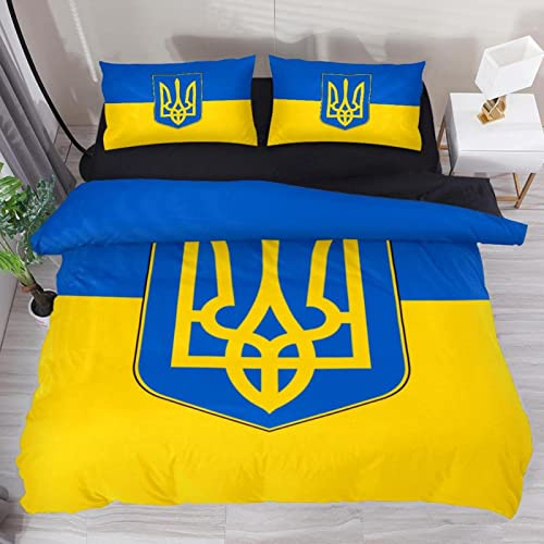 BJCJGGL Bettwäsche 135x200 Blaue Ukrainische Flagge Bettwäsche-Set mit Reißverschluss Schließung und 2 Kopfkissenbezug 80x80 cm - Weicher Atmungsaktive Mikrofaser Bettbezug für Kinder Mädchen