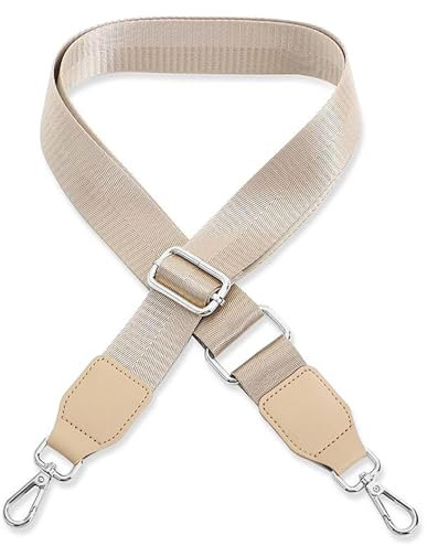 Schultergurt für Handtasche Laptoptasche - Beige [Metallfarbe: Silber] - Länge verstellbar 89-142 cm - Breite 3,8 cm - Ersatz Gurt Band Schulterriemen Strap Umhängegurt für Laptoptasche