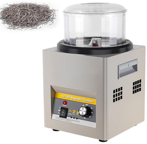 QUTBAG Magnetic Jewelry Polisher, 2000RPM Magnetic Jewelry Finisher with 500g Polishing Needles, Tumbler Polishing Machine, Dual Directions Rotating, for Jewelry Shop, Studio, Individual black