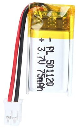 Uxney Batería de ion de litio de 3,7 V, 75 mAh, 501120, con conector 2P PH con rejilla de 2,0 mm