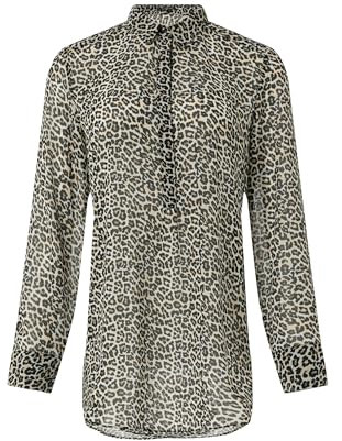 comma Longbluse aus Chiffon mit Leo-Print beige 42