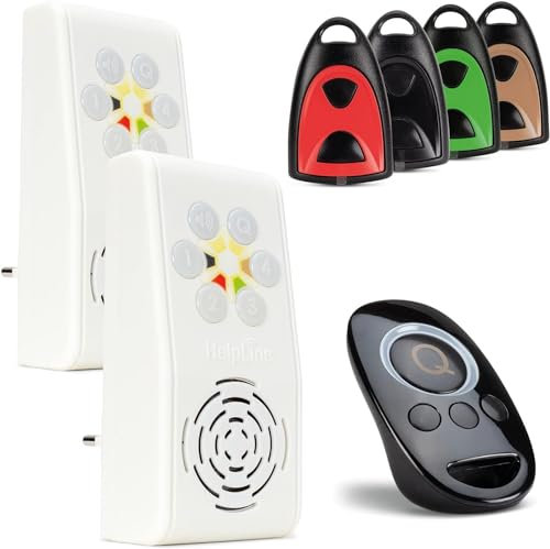 HelpLine Praxis: Notrufanlage mit Funksendern für Physiotherapie- und andere Praxen, stationäres Notrufsystem mit 2x HLP230, 4 Sendern + Q-Sender