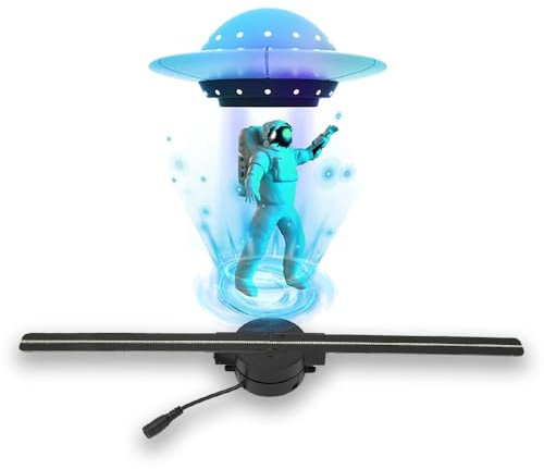 Yunir 3D Hologram Fan, 16.5 Inch 2000x224 Resolution WiFi 3D Hologram Projector Advertising With With 224 LED Light Beads, Memory Card Comes With Graphic Editing Software (UK Plug)