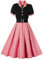 Wellwits Robe Femmes Pois Reine Parti Cocktail Vintage Blazer Rose 4XL Grande Taille
