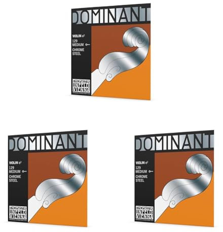 Thomastik Cuerda suelta para 4/4 violín Dominant - cuerda Mi acero cromo, mediana, bola (Paquete de 3)