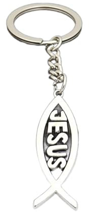 xbiez Schlüsselanhänger Anhänger Aus Metall Mit Buchstaben/Fischen/Kreuzen Schlüsselanhänger Anhänger Accessoire Ideal Für Modebewusste Menschen Christliches Kirchen Souvenir