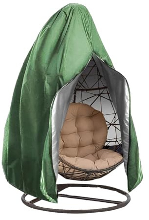 ENEN Hängesessel Abdeckung Outdoor, 210D Oxford Swing Egg Chair Cover Hängekorb Hängesessel Gestell mit Reißverschluss, Wasserdicht Winterfest UV-Anti Anti-Staub (Grün,190x115cm)
