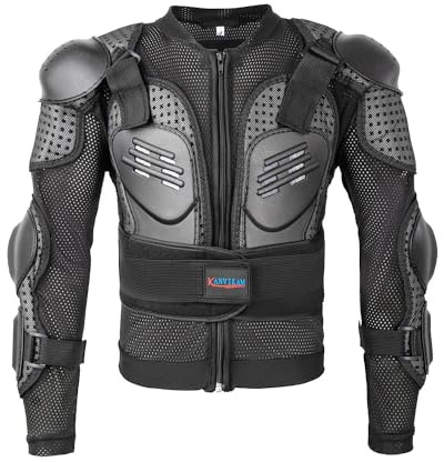 Kids Motorcycle Jacket-Dirt Bike Gear for MTB ATV,Motocross Armor Jacket,Chest Back Elbow Protection for Skateboard Skating (Black, Small)