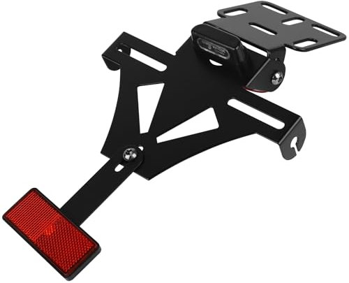 DBREAKS Motorrad Kennzeichenhalter, Einstellbarer Winkel Motorrad Kennzeichenhalterung, mit Kennzeichen Reflektor, Kennzeichenbeleuchtung,Kompatibel mit Den Meisten Gängigen Motorradmodellen