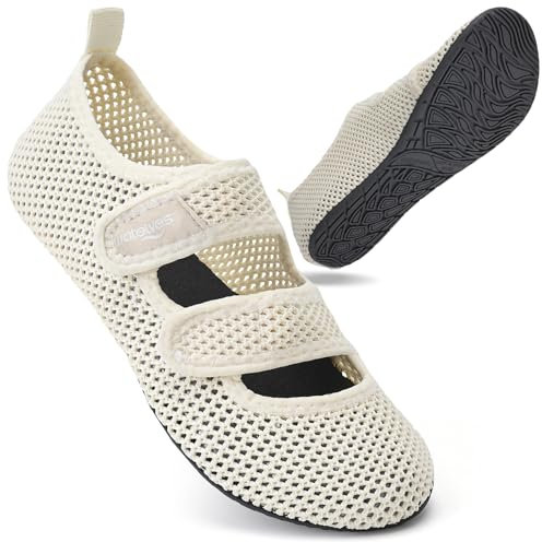 WateLves Water Shoes Barefoot Shoes Mens Women Beach Socks Aqua Swim Swimming sea Pool(Mesh White 7.5/8.5)