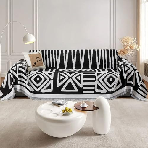 SHANNA Sofa Überwurfdecke 1/2/3/4 Sitzer, Chenille AB Seiten Ganzjährig Nutzbar Sofabezug L Form U Ecksofa Große Sofa Überzug, Vielseitige Sofaüberwurf Couch Überzug Sofa Cover Futonbezug mit Quaste