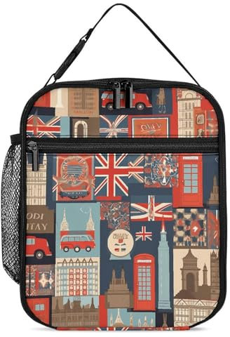 FZMTLDS Lunch Box England Symbols Lunch Bag for Women Large Capacity Lunchbox Insulated Cooler Bags Lunch Container
