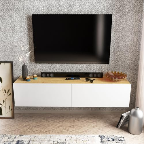 Hanah Home Support TV, mélamine, Noyer Blanc, Taille Unique