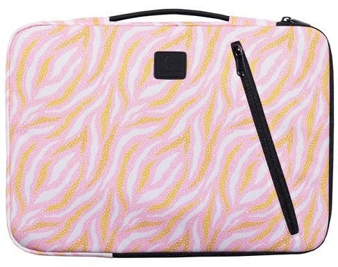 Exacompta - Réf. 17254E - 1 Housse ordinateur compatible avec PC de 13-14 pouces - poignée rétractable - petite poche à l'avant - fermeture zippée sur 2 côtés - en tissu recyclé - Nude