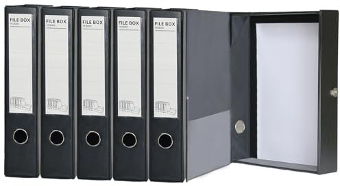 URbantin Scatola Archivio A4,6 Pezzi Scatola per Documenti A4 in Plastica,Dorso da 65 mm（Nero）