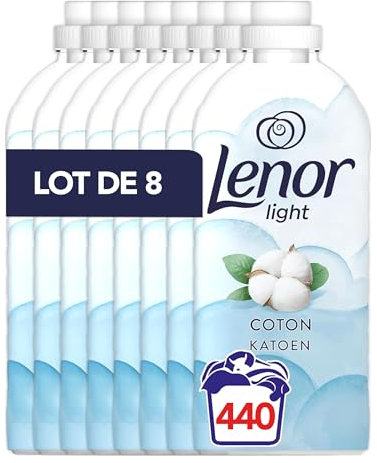 Lenor Light Adoucissant 440 Lavages (55x8), Parfum Fraîcheur De Coton, 24H De Fraîcheur Légère, Testé Dermatologiquement, Fabriqué En France