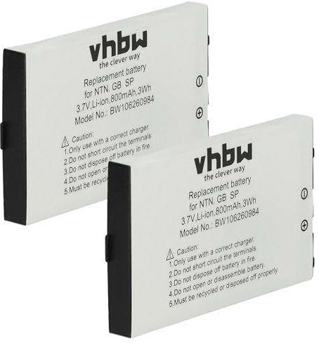 vhbw 2X Akku kompatibel mit Nintendo Game Boy Advance Special, GBA-SP Spielekonsole (800 mAh, 3,7 V, Li-Ion)