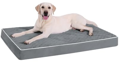 KSIIA Orthopädisches Hundebett Mittelgroße Grosse, Dunkelgrau, 91x68x7cm | Hundekissen aus gewirbeltem kurzplüsch, hundematte waschbar, hundematratze abnehmbar