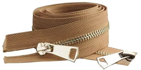 LKXHarleya Cerniera a Doppio cursore, Cerniera in Metallo Aperta da 70 cm per Cappotti, Giacche, Borse, Cucito, Vestiti, Fai da Te, Marrone-Oro