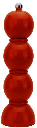 Addison Ross Bobbin Salt or Pepper Mill – Easy Twist Ceramic Grinder – Sustainable Rubber Wood – Modern Design – Ideal Wedding Gifts or Housewarming Gift – Kitchen Accessories – Red – 24cm