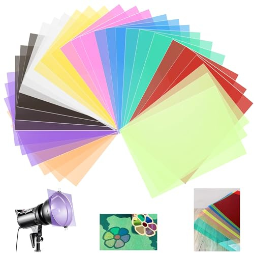 DXIA Transparent folie plastblad färgade, 30 ark 10 färger fönsterfilm färgglad, färgkorrigeringsgel-ljusfilter, färgfolie gel färgfilter, transparent färgad 0,3 mm tjock färgfilm film