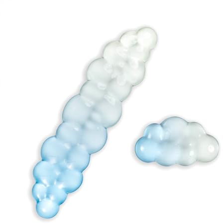 Ergonomic Gel Cloud Keyboard and Mouse Wrist Rest Set – Clear Wrist Rest for Computer Keyboard 60%/68%/75%, Comfort & Support for Typing and Gaming (White Blue)