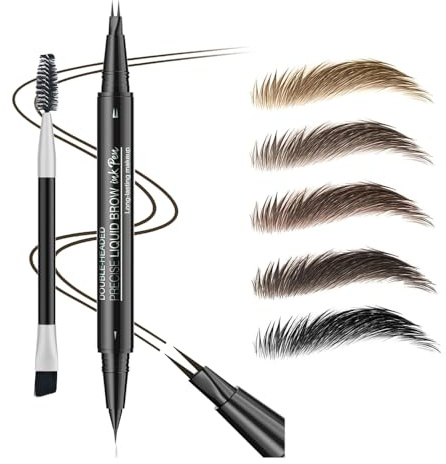 5 Farbtöne flüssig Härchenzeichnung Augenbrauenstift mit Gabel & spitz Varianten für undichte Augenbrauen, Hair-like Eyebrow Pen with Brow Spoolie (#2 Braun)
