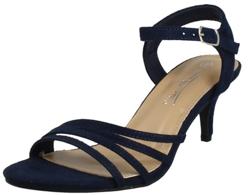 Spot On Ladies Anne Michelle Wide Fit Evening Sandals with Buckle Ankle Strap F6R042