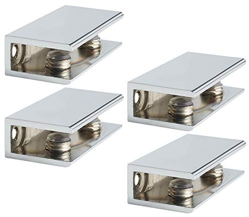 MOOCHE 4Stück Glasklemme Gebürstet 54MM Edelstahl für 8-10mm Dickes Glas | Glashalter Regalhalter Glasplattenhalter – 304 Edelstahl Klemmbefestigung mit geboht, für Bilder und Spiegelhalterung