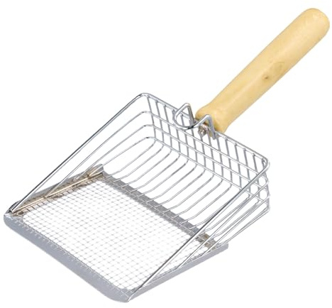 Ziyonix Pelle à Chat en Métal, 27 x 14 cm Pelle à Litière pour Chat Métal Pelle Litiere avec Manche Pelle à Litière avec Manche en Bois pour Animaux Domestiques Chats Chiens Lapin