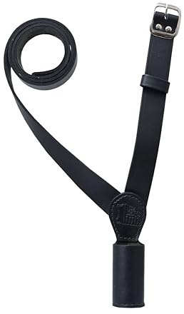 Black Genuine Leather Flag pole Holder Cross Belt Unisex Free Size Left or Right Shoulder Options Adjustable Strap Parade, Ceremonial, Military, Scout Use (Left Shoulder)