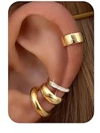 Morfetto 4 Paar Ear Cuff Ohrclips Damen Ohne Ohrlöcher Fake Piercing | 14K Vergoldet,Wasserfest,Hypoallergen,Ohrklemmen Ohrmanschetten,Clip Ohrringe Für Fake Helix Piercing,Goldfarben Silberfarben