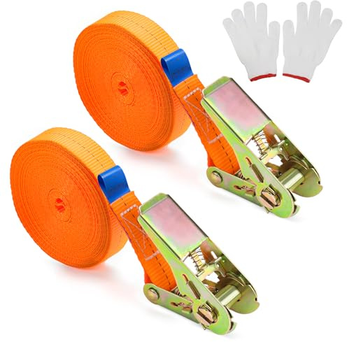 Spanngurte mit Ratschenschloss Ratschengurte Zurrgurte Kurz mit Ratsche Spanngurt Belastbar 8m Befestigungsgurt Zurrband 25mm Verstellbare Befestigungsriemen für Transport Fracht 2PCS