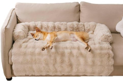 Sofa hundebett,sofabett Hund,hundedecke Couch,luxuriöses Cozy kuscheliges hundebett sofabett, mit Erhöhte Ränder,waschbar,Flauschiges,Haustier-Sofa,rutschfeste, Sicherheit und Wärme-Kamel||S