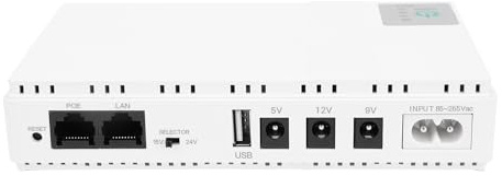 ASHATA Mini UPS con PowerBank da 8800 MAh, Protegge WIFI, Modem/router, VOIP, Fotocamere, con Porta USB POE, 5 V CC/9 V CC/12 V CC, Potenza 18 W, Design Compatto, Nero (Spina europea)