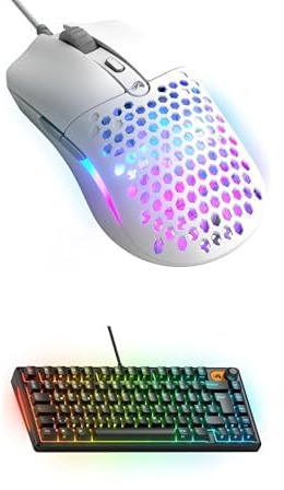 GLORIOUS Gaming Model O Eternal Gaming-Maus (Weiß) & GMBK 75% Tastatur (Schwarz, DE-Layout) Bundle