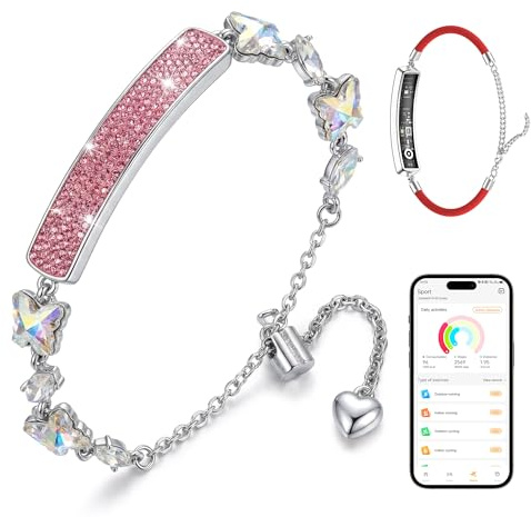 Irondance Smart-Armband für Frauen – Schmuck-Fitness-Tracker ohne Bildschirm mit 24/7-Aktivitäts-Herzschlag, Rhythmus und Erholung, Schlaf-Tracker und Schrittzähler, verstellbarer Schieber für