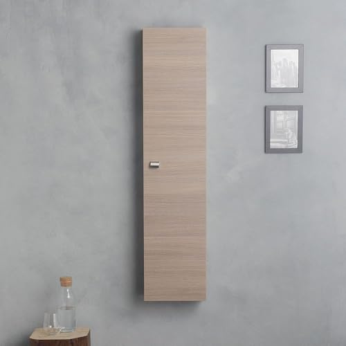 KIAMAMI VALENTINA - Wandmontierter Midi-Hängeschrank fürs Badezimmer, in Holzoptik Eiche Natur | Facile
