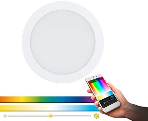 EGLO connect LED Einbauleuchte Fueva-C, Smart Home Einbaulampe, Material: Metallguss, Kunststoff, Farbe: Weiß, Ø: 22,5 cm, dimmbar, Weißtöne und Farben einstellbar
