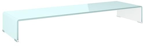 vidaXL Mobile/Rialzo Porta TV in Vetro Bianco 100x30x13 cm
