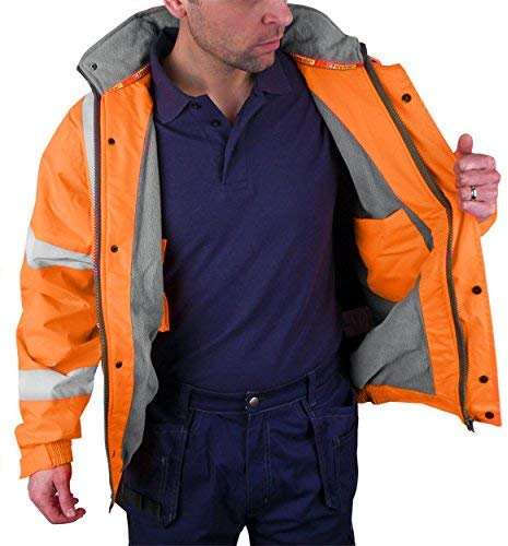 BOMBER JACKET FLEECE LINED HV ORANGE 4XL
