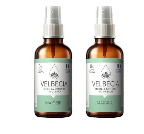 Velbecia® - Fleurs du Dr Bach Aide Perte de poids 30 ml +1 OFFERT - SANS ALCOOL - Gérer sa frustration, culpabilité, découragement, tentation, démotivation - Spray Utilisation facile